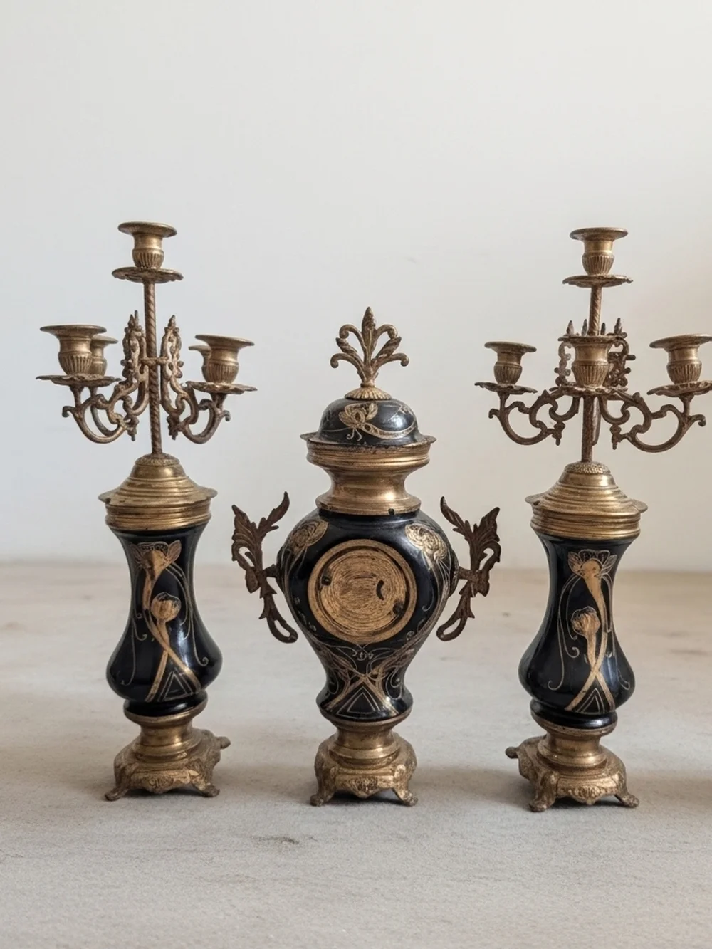 Antique Vintage Mantle Clock/Candleabra  Set

~ French - Circa 1900 ~ - Picture 3 of 15
